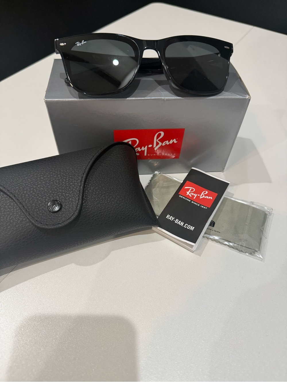 Ray-Ban Black Sunglasses with Black Case and Accessories